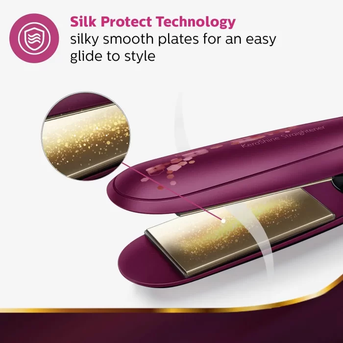 PHILIPS BHS738/00 Kerashine Titanium Wide Plate Straightener With SilkProtect Technology, Teal - Image 6