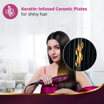 PHILIPS BHS738/00 Kerashine Titanium Wide Plate Straightener With SilkProtect Technology, Teal - Image 4