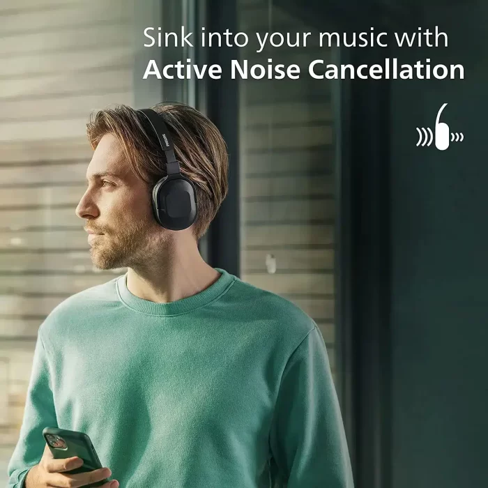 Philips Audio TAH6506BK/00 Slim & Lightweight Bluetooth Wireless Over Ear Headphones with Active Noise Cancellation, 30 Hrs Playtime & Multipoint Pairing with mic (Black) - Image 8