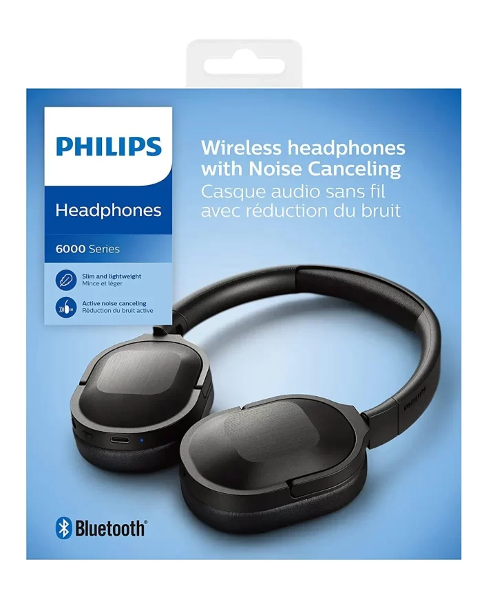 Philips Audio TAH6506BK/00 Slim & Lightweight Bluetooth Wireless Over Ear Headphones with Active Noise Cancellation, 30 Hrs Playtime & Multipoint Pairing with mic (Black) - Image 2