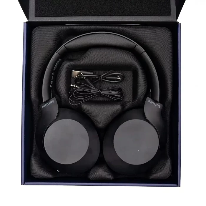Philips Audio Performance Bluetooth 5.0, 30H Playtime, Hi-Res Audio, Noise Isolation & Rapid Charge Bluetooth Wireless Over Ear Headphones with mic (TAPH802, Black) - Image 5