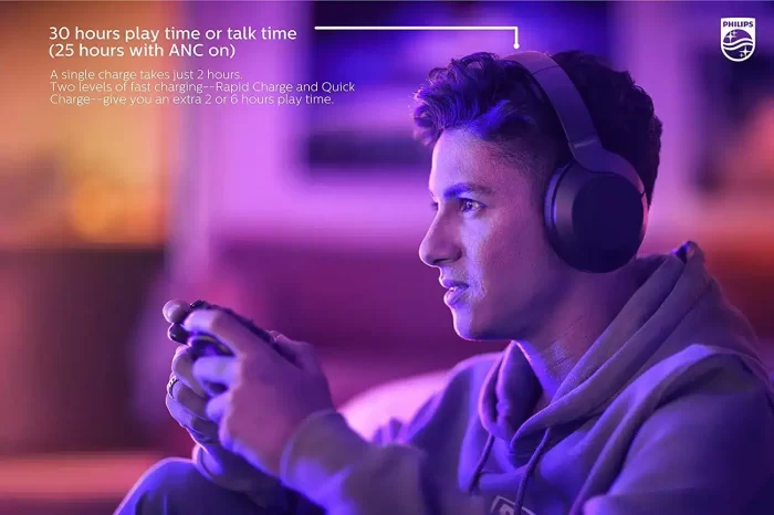 Philips Audio Performance PH805BK Wireless Over the Ear Headphone with Mic (Black) - Image 6