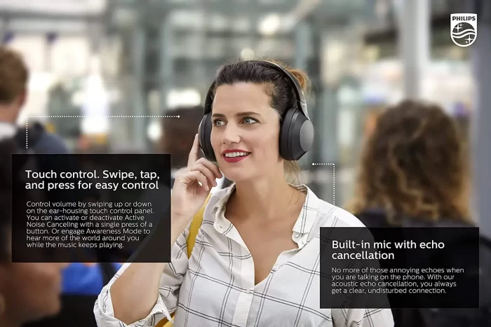 Philips Audio Performance PH805BK Wireless Over the Ear Headphone with Mic (Black) - Image 5