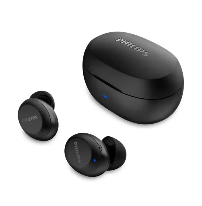 PHILIPS Audio TWS Bluetooth Truly Wireless in Ear Earbuds with Mic IPX5, Touch Control, 18 Hr Playtime (6+12), C-Type Charging (TAT1235, Black)