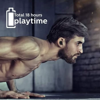 PHILIPS Audio TWS Bluetooth Truly Wireless in Ear Earbuds with Mic IPX5, Touch Control, 18 Hr Playtime (6+12), C-Type Charging (TAT1235, Black) - Image 3