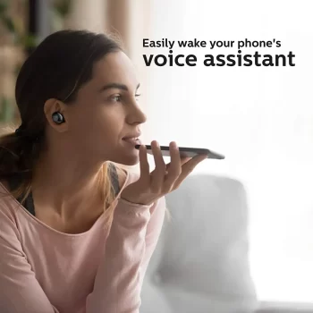 PHILIPS Audio TWS Bluetooth Truly Wireless in Ear Earbuds with Mic IPX5, Touch Control, 18 Hr Playtime (6+12), C-Type Charging (TAT1235, Black) - Image 2