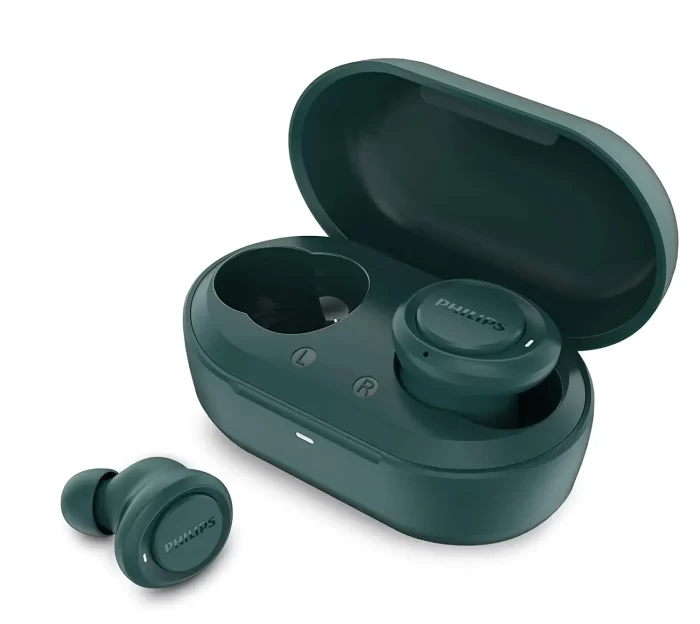 PHILIPS Audio TAT1225 Bluetooth Truly Wireless in Ear Earbuds with Mic (TWS) with 18 Hours Playtime (6+12) Ipx4, Voice Assistant, Noise and Echo Cancellation (Blue)
