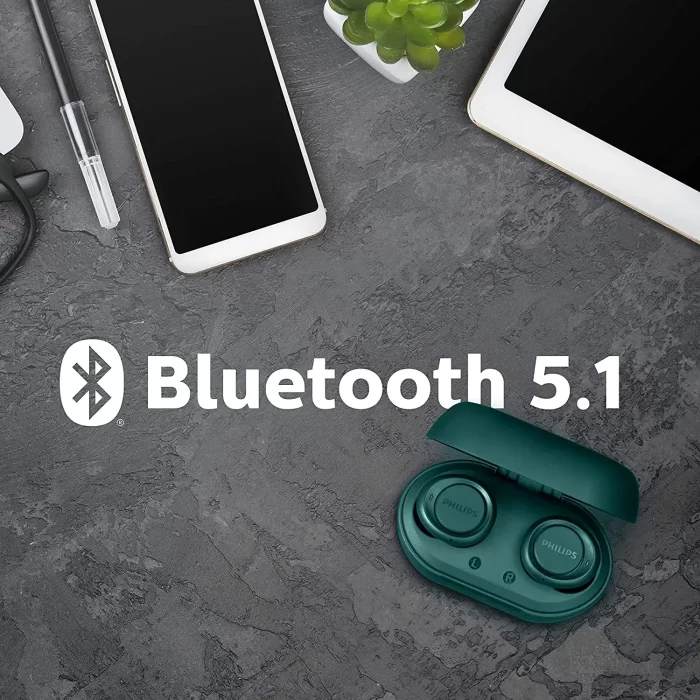 PHILIPS Audio TAT1225 Bluetooth Truly Wireless in Ear Earbuds with Mic (TWS) with 18 Hours Playtime (6+12) Ipx4, Voice Assistant, Noise and Echo Cancellation (Blue) - Image 5
