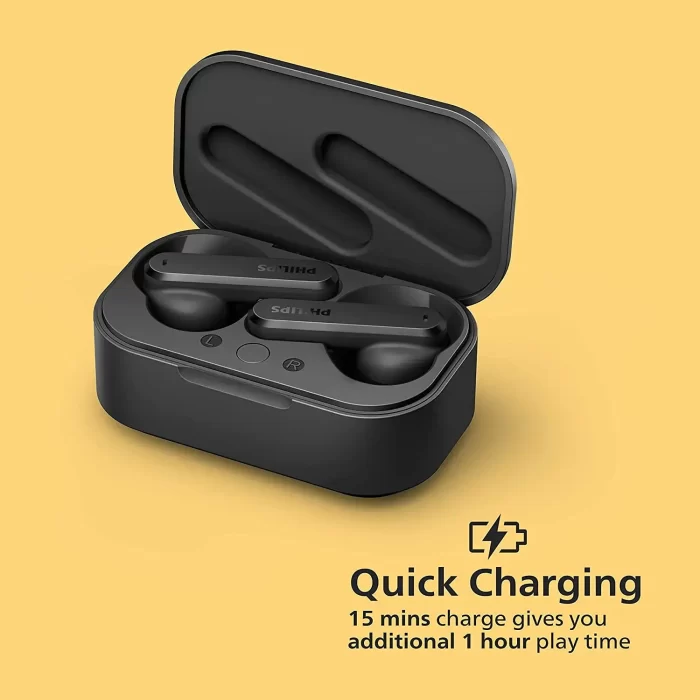 Philips Audio Tws TAT4506 Bluetooth Truly Wireless In Ear Earbuds With Mic With Active Noise Cancellation, 24 Hrs Playtime (6+18), Ipx4, Touch Controls, C-Type Charging (Black) - Image 3