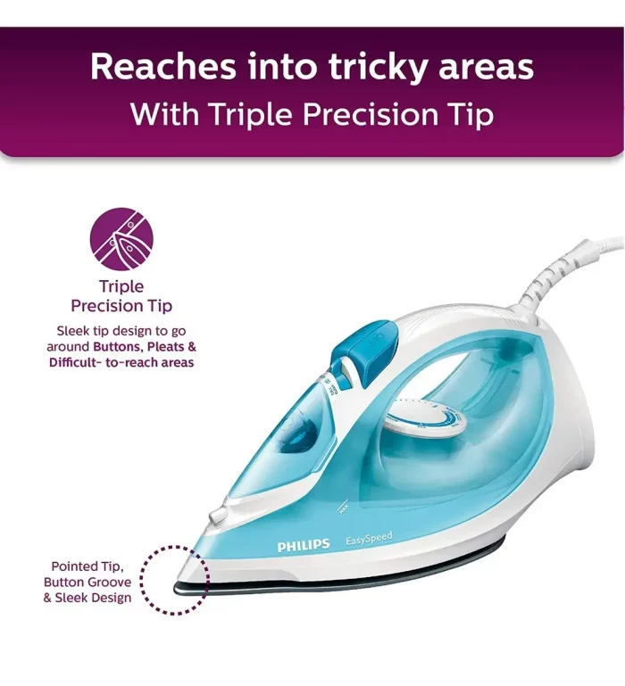 Philips Easy Speed Steam Iron GC1028/20 2000 Watt, Quick Heat-up with up to 25 g/min Continuous steam - Image 4