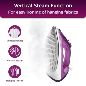 Philips steam iron EasySpeed Plus Steam Iron GC2147/30-2400W, Quick Heat up with up to 30 g/min steam, 150g steam Boost, Scratch Resistant Ceramic Soleplate, Vertical steam, Drip-Stop - Image 4