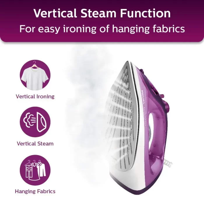Philips steam iron EasySpeed Plus Steam Iron GC2147/30-2400W, Quick Heat up with up to 30 g/min steam, 150g steam Boost, Scratch Resistant Ceramic Soleplate, Vertical steam, Drip-Stop - Image 4