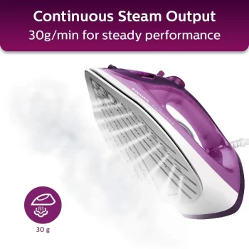 Philips steam iron EasySpeed Plus Steam Iron GC2147/30-2400W, Quick Heat up with up to 30 g/min steam, 150g steam Boost, Scratch Resistant Ceramic Soleplate, Vertical steam, Drip-Stop - Image 2