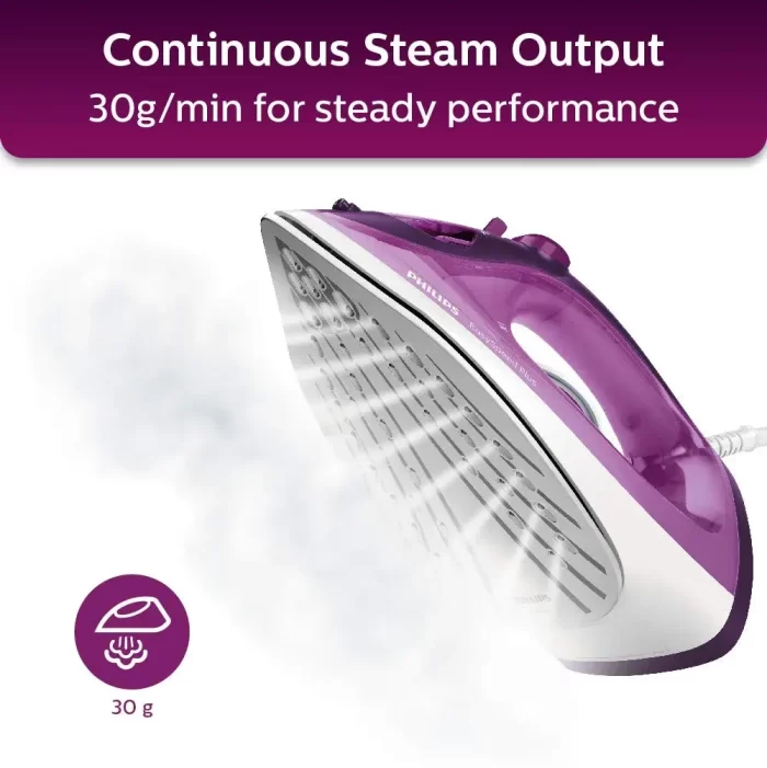 Philips steam iron EasySpeed Plus Steam Iron GC2147/30-2400W, Quick Heat up with up to 30 g/min steam, 150g steam Boost, Scratch Resistant Ceramic Soleplate, Vertical steam, Drip-Stop - Image 2