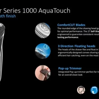 PHILIPS S1223/45, Wet or Dry Comfort Cut blades 3-Directional Flex Heads One-touch Open Pop-up Electric Shaver, Black - Image 2