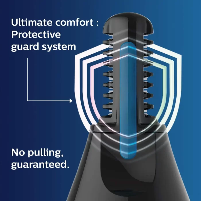 Philips Nose Trimmer Nt3650/16, Cordless Nose, Ear & Eyebrow Trimmer with Protective Guard System, Fully Washable, Including AA Battery, 2 Eyebrow Combs, Pouch (Gray) - Image 2