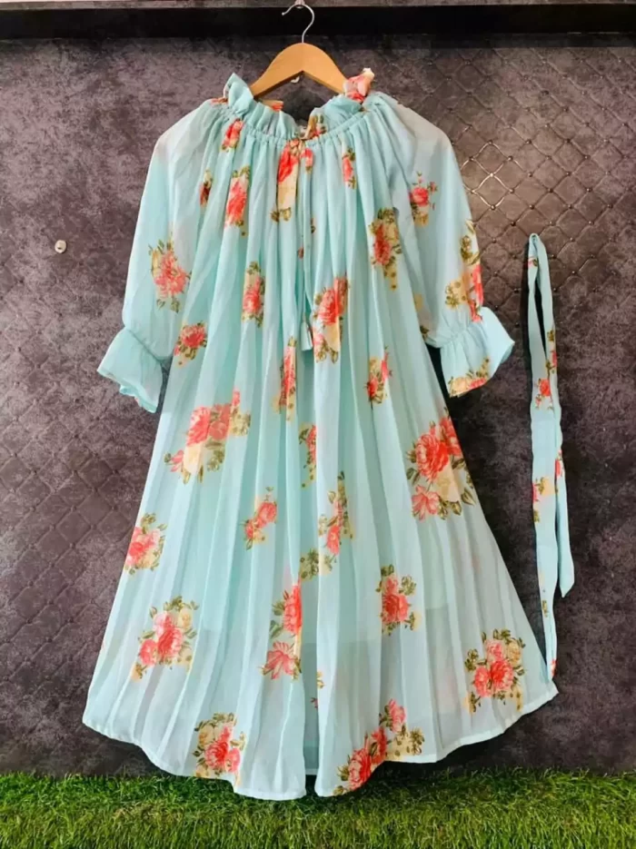 Women’s Stylish Western Dress Free Size (81 cherry Western) - Length 38+Inch ( blue)