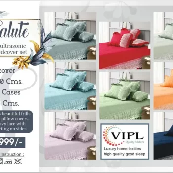 SALUTE DECOR Cotton 3-Piece Quilted King Size ( 230 cm x 250 cm ) Bedcover/Bedsheet Set with Frill, 2 Pillow Covers ( 50 cm x 75cm) , Soft, Lightweight Plus Frill - Image 2