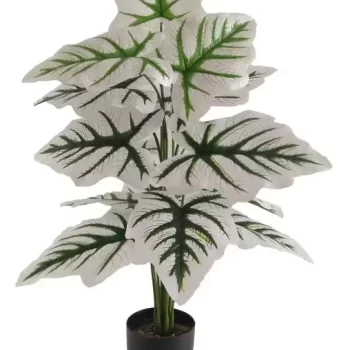 Artificial Philodendron Plant for Home, Office Decor Ornamental Plant for Interior Decor / Home Decor / Office Décor (18 Medium Size Leaves Plant with Black Pot, 75 cm Tall)