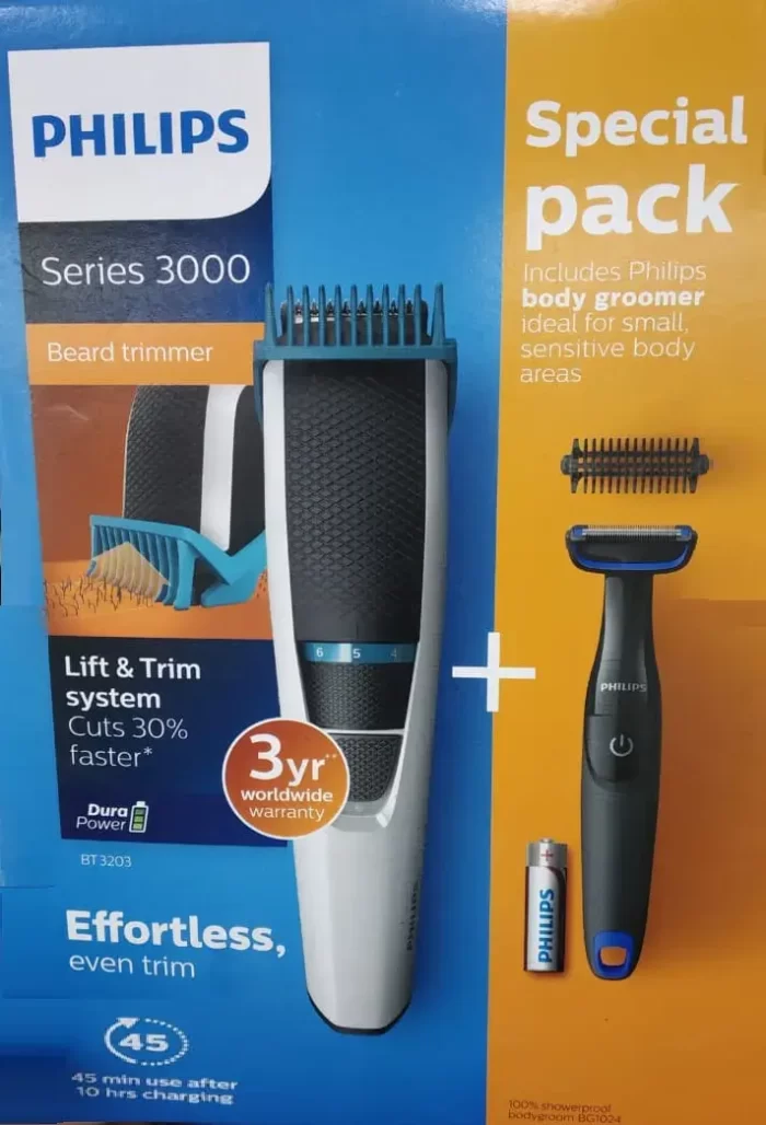 Philips Beard Trimmer (BT3203/25) & Body Groomer (BG1023/15) Combo, Multicolor