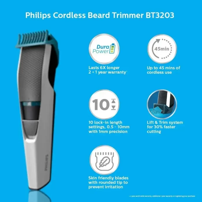 Philips Beard Trimmer (BT3203/25) & Body Groomer (BG1023/15) Combo, Multicolor - Image 6