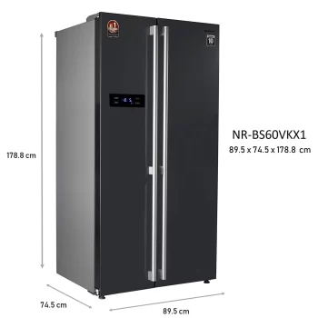 Panasonic 592 L Wifi Inverter Frost-Free Side by Side Refrigerator (NR-BS62GKX1, Black, Premium Glass Finish) - Image 3