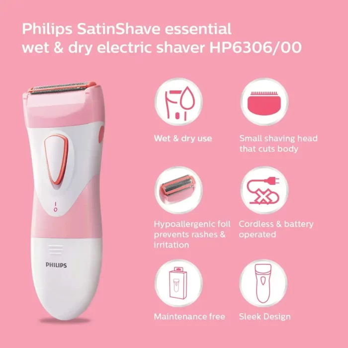 PHILIPS Cordless Satin Shave Wet & Dry Electric Shaver HP6306 - Image 6