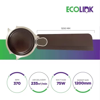 EcoLink Imperia Premium Ceiling Fan - 1200MM (Cinnamon Brown) From The House Of Philips Lighting - Image 3