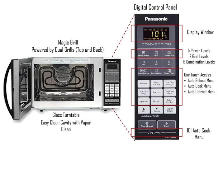 Panasonic 27L Convection Microwave Oven(NN-CT644MFDG,Black, Vapour Clean) with Starter Kit - Image 3