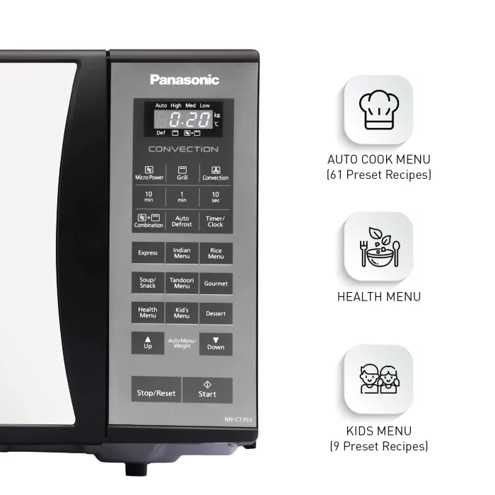 Panasonic 23L Convection Microwave Oven(NN-CT353BFDG,Black Mirror, 360° Heat Wrap, Magic Grill) - Image 3