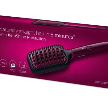 PHILIPS BHH730/00 (Dark Wine Color) Naturally Heated, Silk Protect technology, Hair Straightener Brush - Image 2