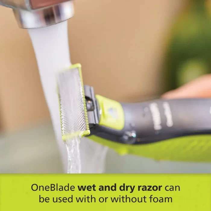PHILIPS QP2525/10 Cordless OneBlade Hybrid Trimmer and Shaver with 3 Trimming Combs, Lime Green - Image 3