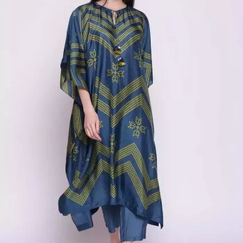 Women’s Stylish Western Kaftan Dress – Style Col138 , Length 46+inch Free Size Blue