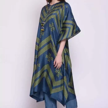 Women’s Stylish Western Kaftan Dress – Style Col138 , Length 46+inch Free Size Blue - Image 2