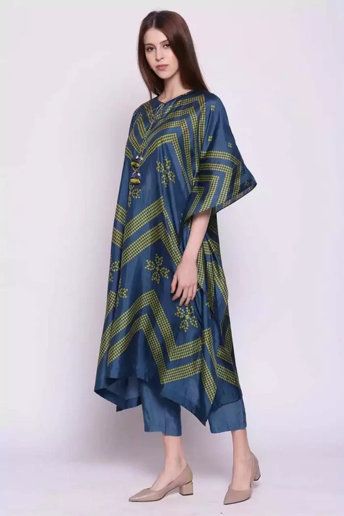 Women’s Stylish Western Kaftan Dress – Style Col138 , Length 46+inch Free Size Blue - Image 2
