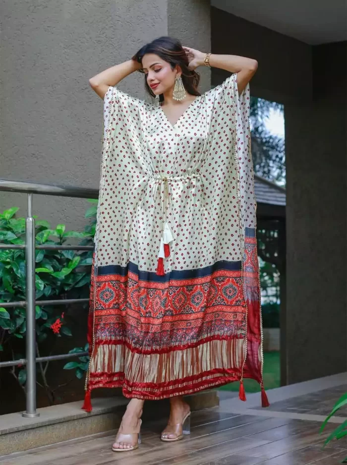 Women’s Stylish Western Kaftan Dress – Style Col142 , Length 46+inch Free Size
