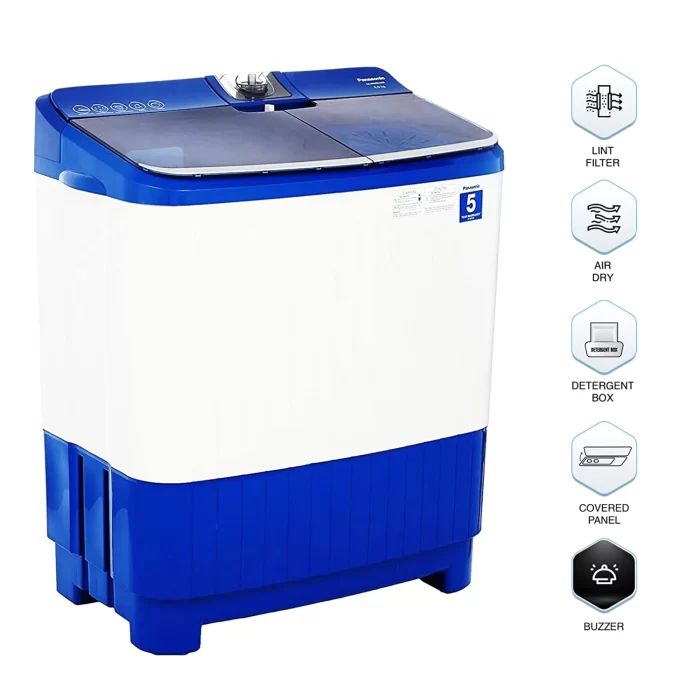 Panasonic 8 kg 5 Star Semi-Automatic Top Loading Washing Machine with Powerful Motor (NA-W80B5ARB, Blue, Active Foam System) - Image 4