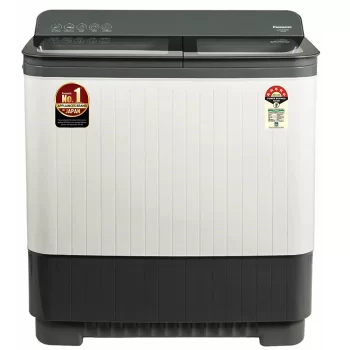 Panasonic 10 kg 5 Star Semi-Automatic Glass Lid Top Loading Washing Machine with Powerful Motor (NA-W100H6HRB, Grey, Active Foam System)