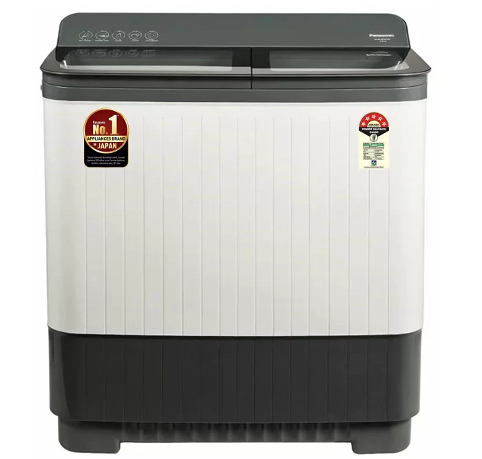 Panasonic 10 kg 5 Star Semi-Automatic Glass Lid Top Loading Washing Machine with Powerful Motor (NA-W100H6HRB, Grey, Active Foam System)