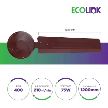 EcoLink Zoom High Speed Ceiling Fan - 1200MM ( Brown) - Copper From The House Of Philips Lighting - Image 3