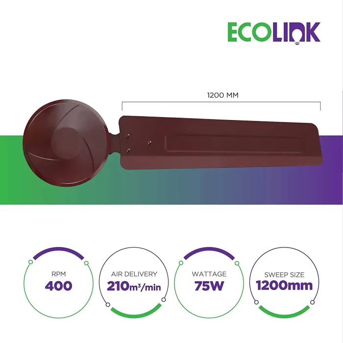 EcoLink Zoom High Speed Ceiling Fan - 1200MM ( Brown) - Copper From The House Of Philips Lighting - Image 3