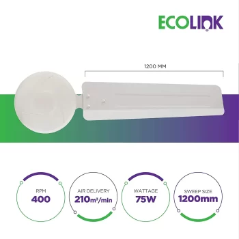 EcoLink Zoom High Speed Ceiling Fan - 1200MM ( Ivory) - Copper From The House Of Philips Lighting - Image 2