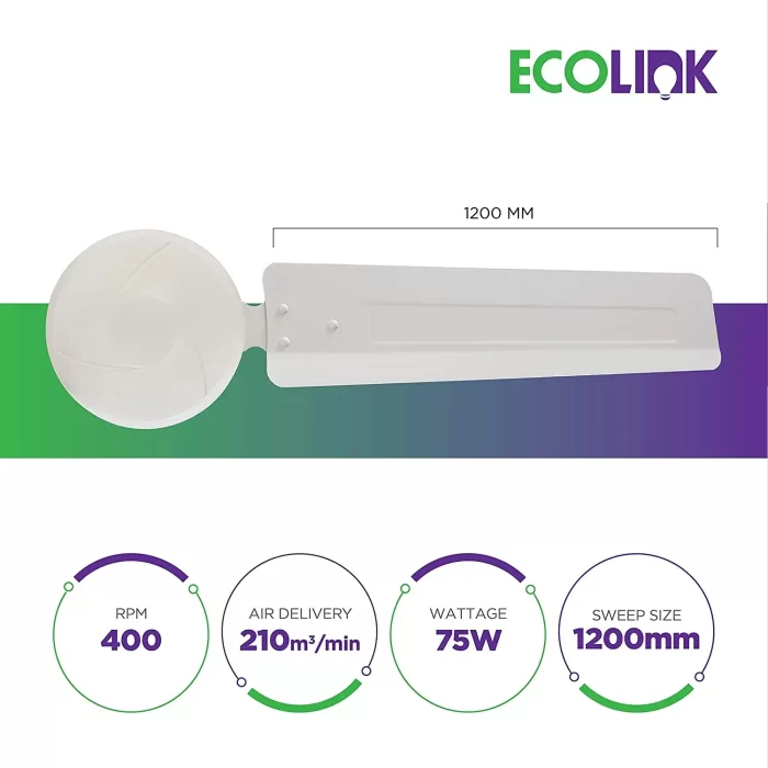 EcoLink Zoom High Speed Ceiling Fan - 1200MM ( Ivory) - Copper From The House Of Philips Lighting - Image 2