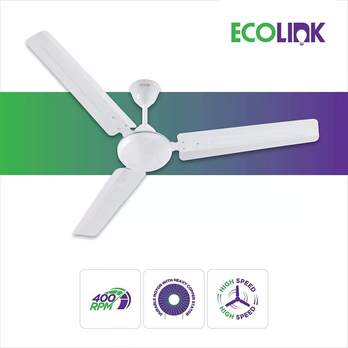 EcoLink Zoom High Speed Ceiling Fan - 1200MM ( White) - Copper From The House Of Philips Lighting - Image 2