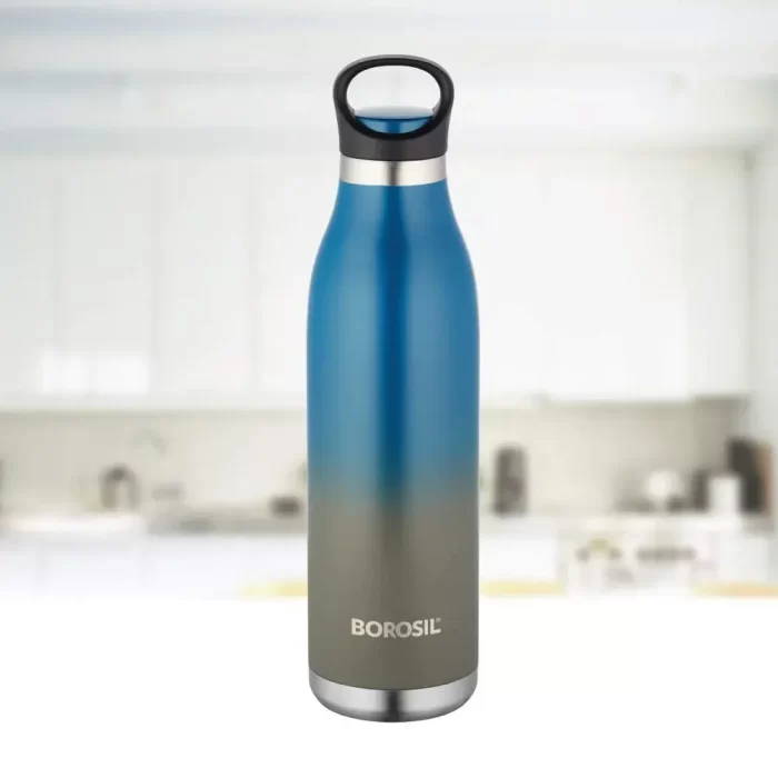 Borosil Stainless Steel Hydra ColourCrush - Vacuum Insulated Flask Water Bottle, 700 ML, Blue