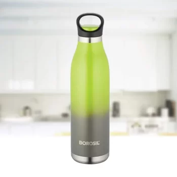 Borosil Stainless Steel Hydra Colour Crush - Vacuum Insulated Flask Water Bottle, 700 ML, Green