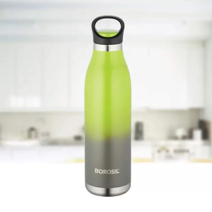 Borosil Stainless Steel Hydra Colour Crush - Vacuum Insulated Flask Water Bottle, 700 ML, Green
