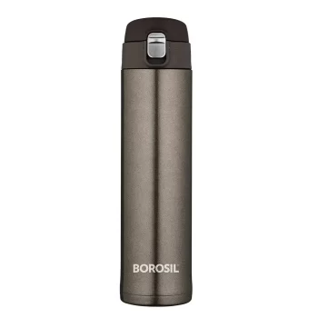 Borosil Stainless Steel Hydra Nova Vacuum Insulated Flask Water Bottle, 500 ml, Titanium