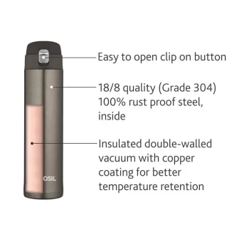 Borosil Stainless Steel Hydra Nova Vacuum Insulated Flask Water Bottle, 500 ml, SS - Image 4