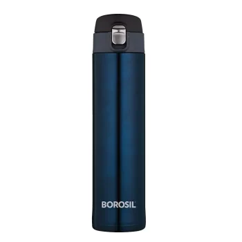 Borosil Stainless Steel Hydra Nova Vacuum Insulated Flask Water Bottle, 500 ml, Blue